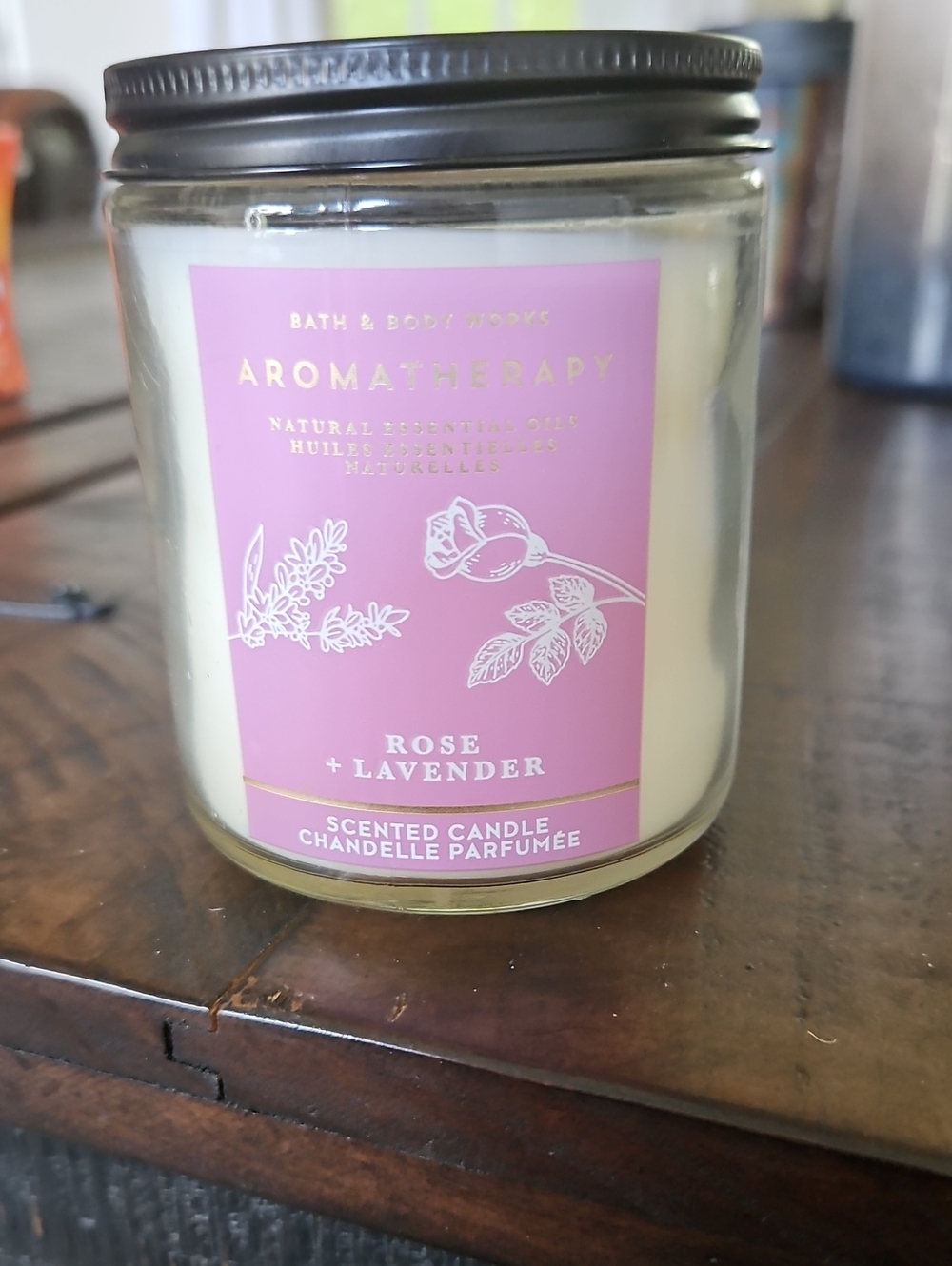 Hard-to-Find! Bath & Body Works Aromatherapy Rose + Lavender Candle - 7oz